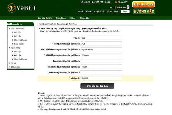 Hướng dẫn rút tiền tại V9bet đơn giản nhất