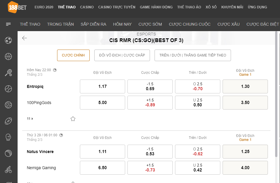 CS:GO Là Gì? Hướng Dẫn Cách Cá Cược Giải CS:GO Tại 188bet