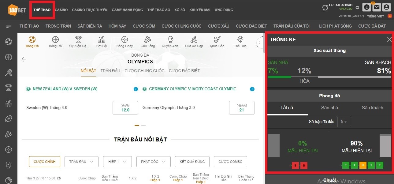 188BET thống kê đầy đủ các trận đấu Olympic Cách Xem Trực Tiếp Bản Quyền Olympic 2020 Tại Việt Nam