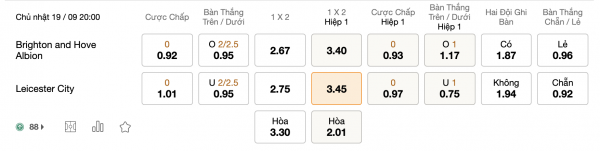 Soi kèo Brighton vs Leicester, 20h00 ngày 19/09: Phong độ thăng hoa