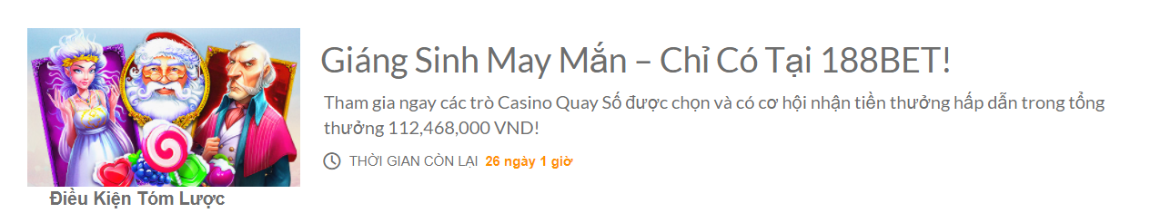 Giải Đấu Casino Cuối Năm Thưởng  2.5 Tỷ Đồng Tổng tại 188bet