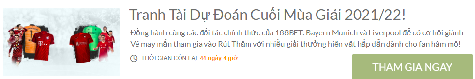 Cá cược các trận đấu có Bayern và Liverpool. Hợp tác cùng Liverpool, 188bet tung ra khuyến mãi mới.