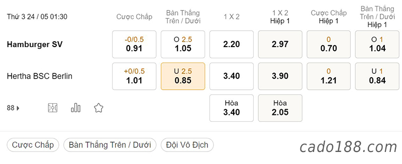 Soi kèo xiên ngày 24/5, Hamburger vs Hertha Berlin