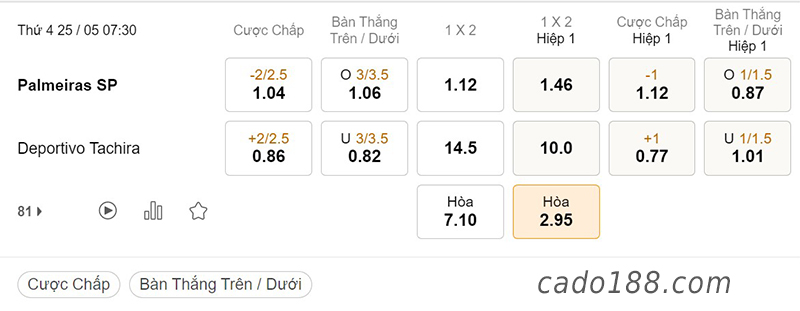 Palmeiras vs Deportivo Tachira, 07h30, Copa Libertadores