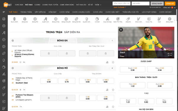 Tổng hợp các loại kèo cược tổng số bàn thắng tại 188bet