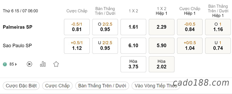 Soi kèo xiên ngày 15/7, Palmeiras vs Sao Paulo, 06h00, Brazil Cup
