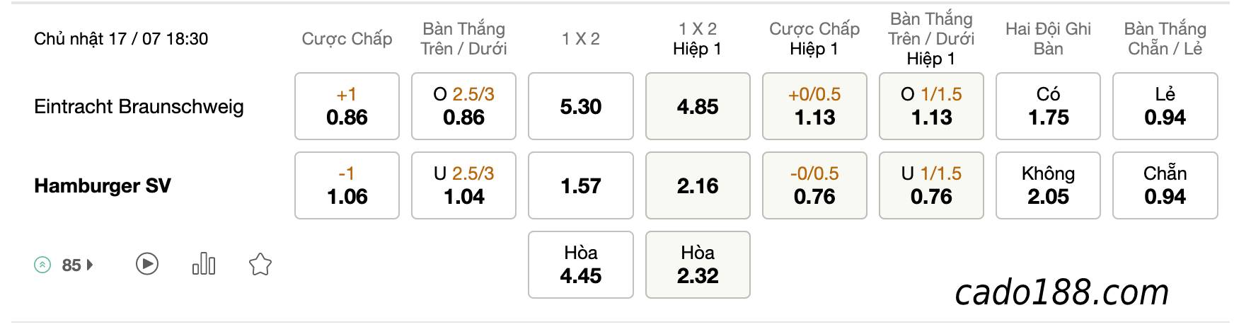 Soi kèo Braunschweig vs Hamburger, 18h30 ngày 17/7