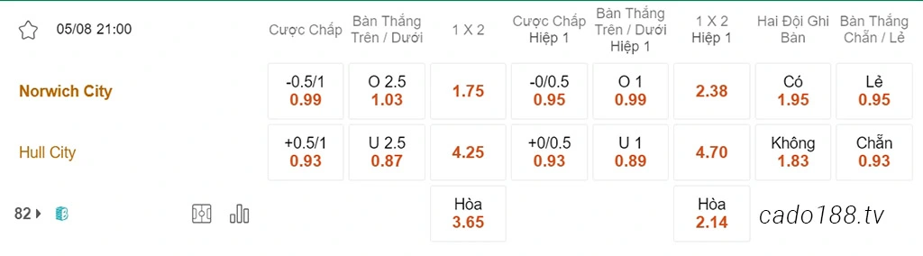 Nhận định kèo xiên 05/08 Norwich City vs Hull City, 21h00, Hạng Nhất Anh