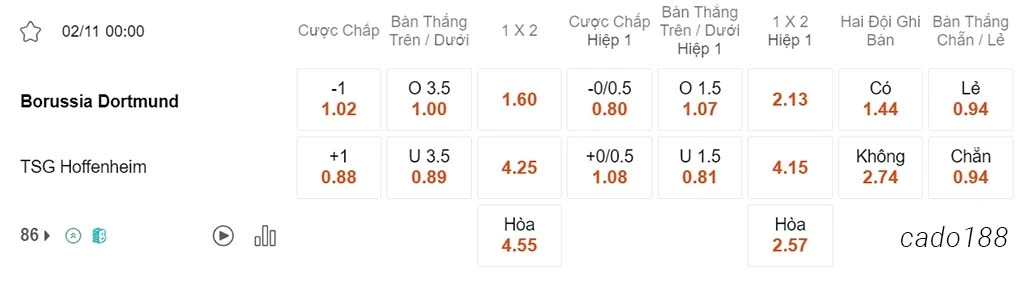 Nhận định soi kèo xiên 02/11 Dortmund vs Hoffenheim, 00h00, Cúp Quốc Gia Đức