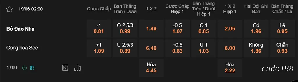 Bồ Đào Nha vs CH Séc, 02h00, Euro 2024