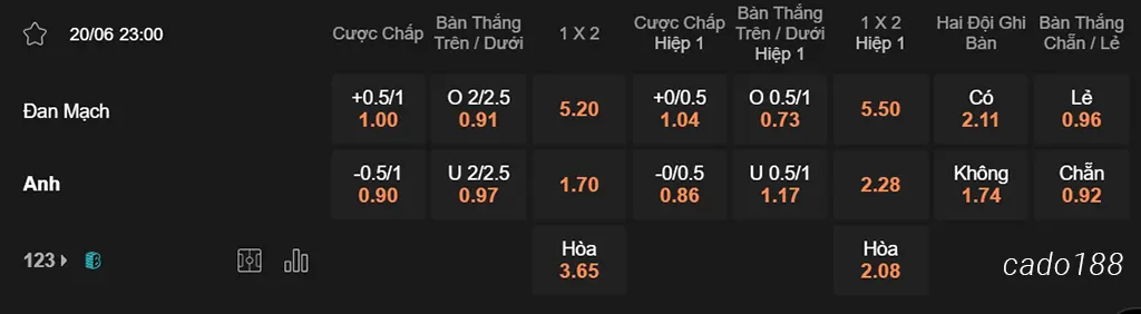 Đan Mạch vs Anh, 23h00, Euro 2024