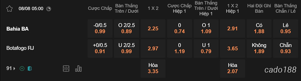 Nhận định kèo xiên 08/08 Bahia vs Botafogo, 05h00, Cúp Brazil