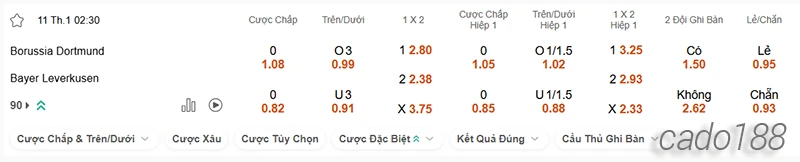 Nhận định soi kèo Dortmund vs Bayer Leverkusen, 02h30 ngày 11.01-1