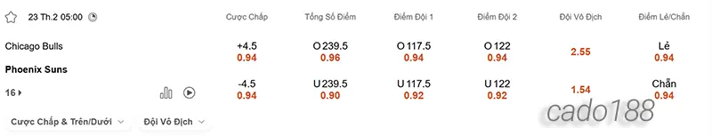 Soi kèo bóng rổ NBA Chicago Bulls vs Phoenix Suns ngày 23_2