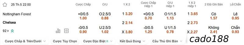 Soi kèo Nottingham vs Chelsea, 22h00 ngày 25/05, EPL