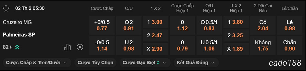 Nhận định kèo xiên 02/06 Cruzeiro vs Palmeiras, 05h30, VĐQG Brazil