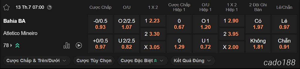 Nhận định kèo xiên ngày 13/07 Bahia vs Atletico Mineiro, 07h00, VĐQG Brazil