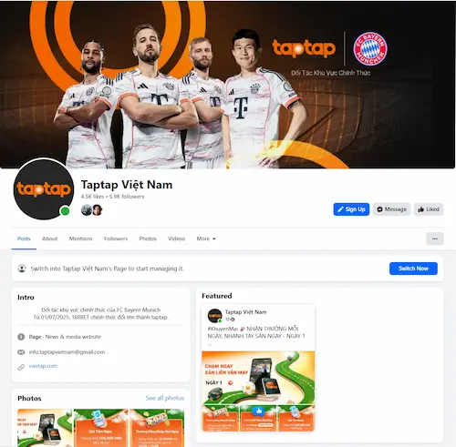 Fanpage mới taptap