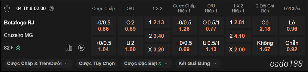 Nhận định kèo xiên ngày 04/08 Botafogo vs Cruzeiro, 02h00, VĐQG Brazil