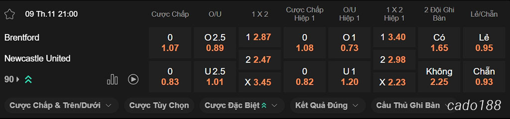 Brentford vs Newcastle, 21h00, Premier League