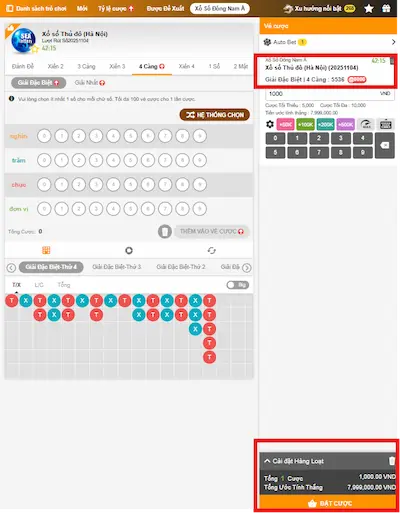 tỷ lệ cược số đề đặc biệt cao